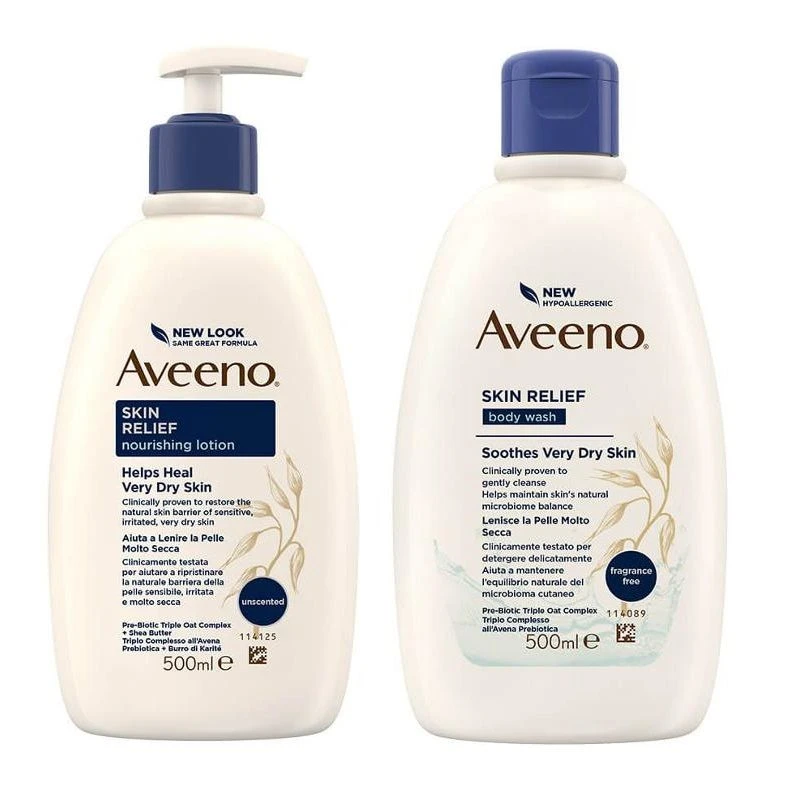 Aveeno Avveno Bipack Skin Relief Bagno Doccia Senza Profumo 500ml+ Crema Idratante Lenitiva 500ml 1 Aveeno Avveno Bipack Skin Relief Bagno Doccia Senza Profumo 500ml+ Crema Idratante Lenitiva 500ml